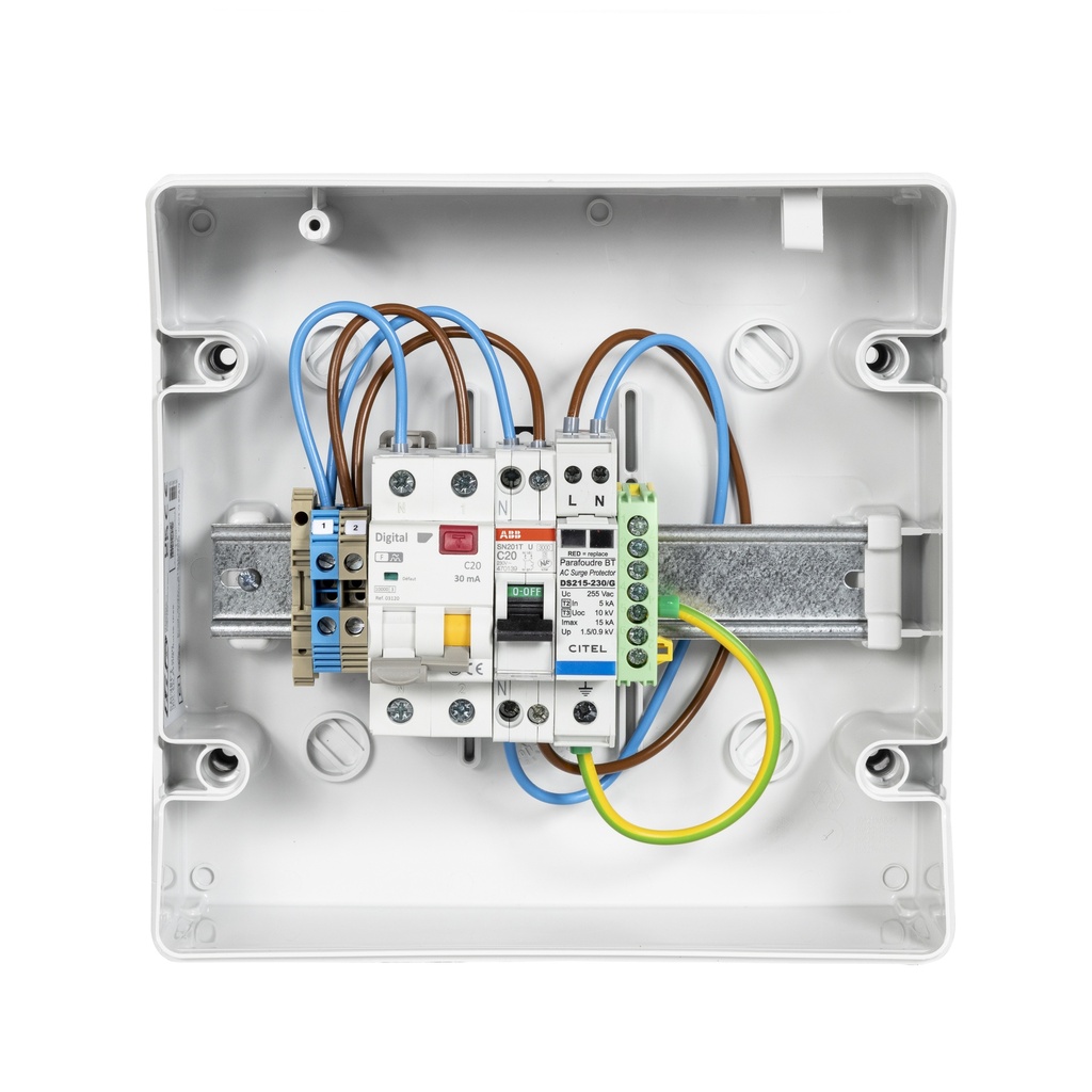 TECHNIDEAL - Coffret AC 0-3K monophasé 20A - Parafoudre AC - (haute immunité)