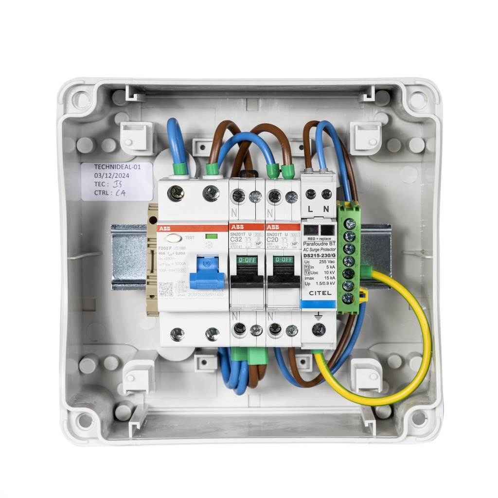 TECHNIDEAL - Coffret AC 6K monophasé 32A - Parafoudre AC - (haute immunité)