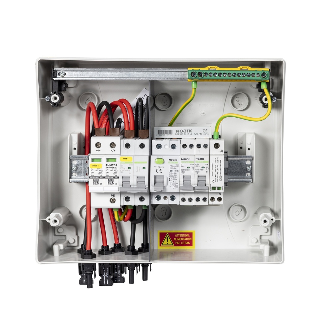 MADEnR - Coffret PV AC/DC 6kW monophasé – 2 String – 1MPPT – Parafoudre AC – Diff 300mA