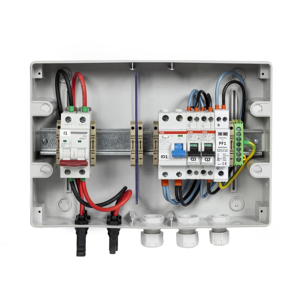 TECHNIDEAL - Coffret PV AC/DC 3kW monophasé – 1 String – 1MPPT – Parafoudre AC – Diff 300mA