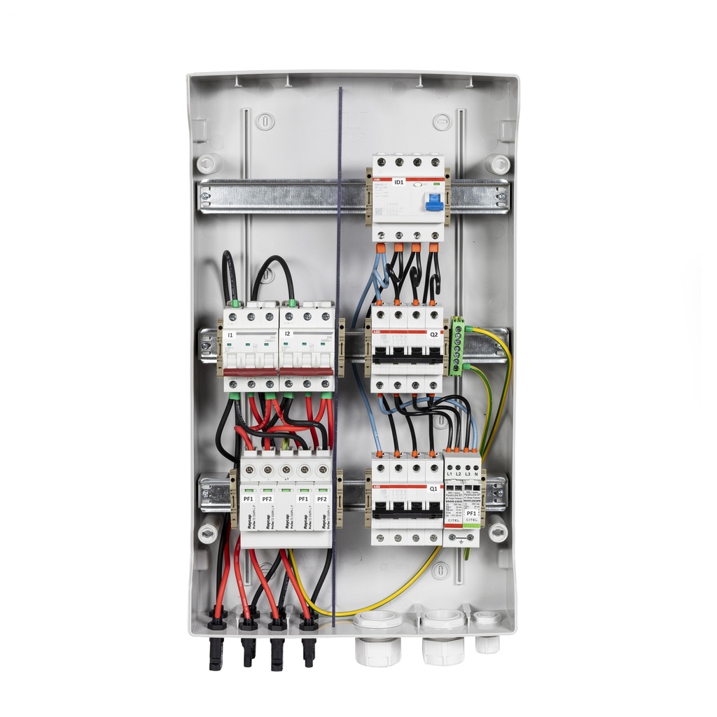 TECHNIDEAL - Coffret de protection AC/DC jusqu'à 9kWc - triphasé - 1000v - Parafoudre AC/DC - 2 MPPT - 300mA - TYPE B