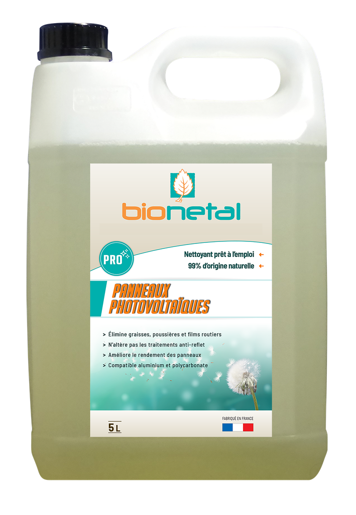 BIONETAL – Nettoyant professionnel pour panneaux solaires - Bidon de 5L