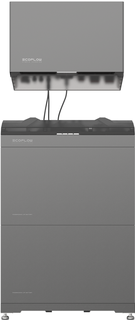 ECOFLOW - 8kW / 10kWH triphasé - Système tout-en-un avec onduleur hybride de 8kW, 2 x batteries de 5kWh et support.