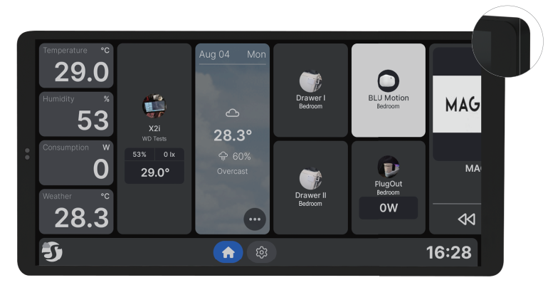 SHELLY écran mural noir X2i