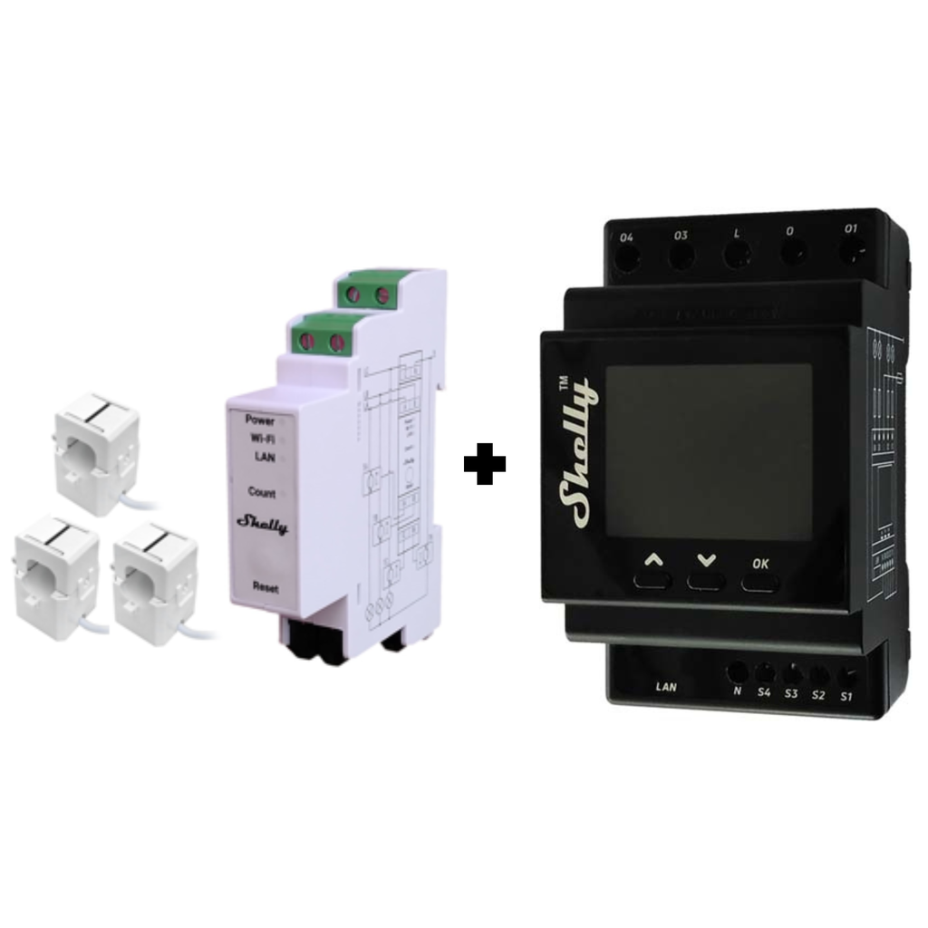 SHELLY - PACK triphasé Shelly Pro 3EM 120A + Shelly Pro 4PM